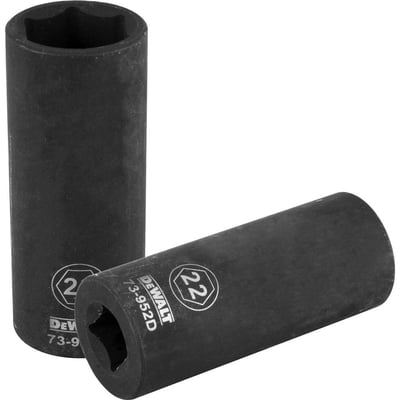 Soquete sextavado de impacto, longo, encaixe 1/2", 22 mm, DWMT73952OSP
