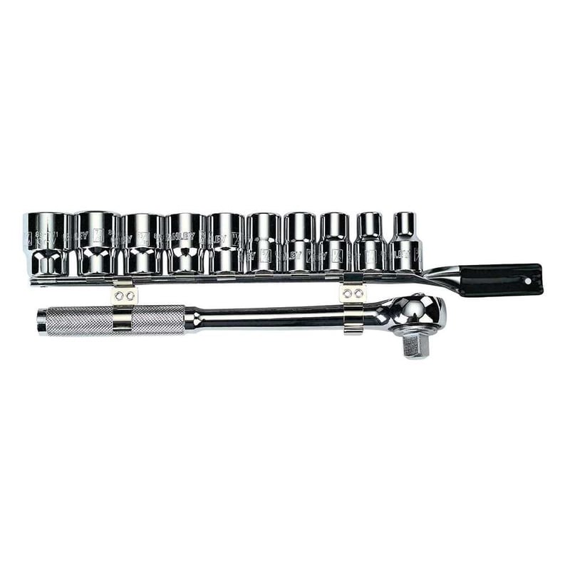 Jogo de soquetes estriados com encaixe de 1/2", 10,0 mm a 19,0 mm, com 11 peças, 86-734