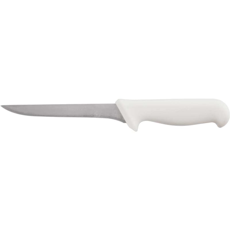 Faca para desossa, 6", lâmina reta estreita, em aço inox, BKW104-6, com cabo branco
