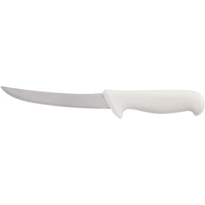 Faca para desossa, 6", lâmina curvada estreita em aço inox, cabo branco, BKW106-6