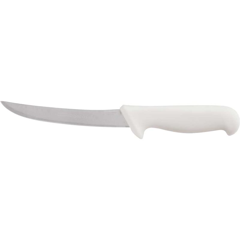 Faca para desossa, 6", lâmina curvada estreita em aço inox, cabo branco, BKW106-6