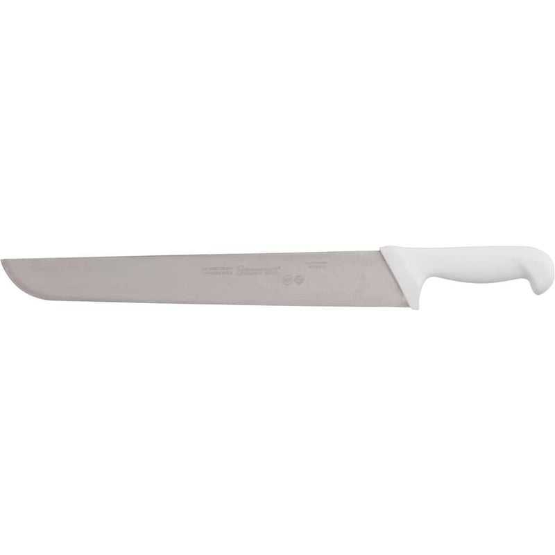 Faca para carne, 35 cm, refile aéreo reta larga inox, cabo branco, BKW203-14