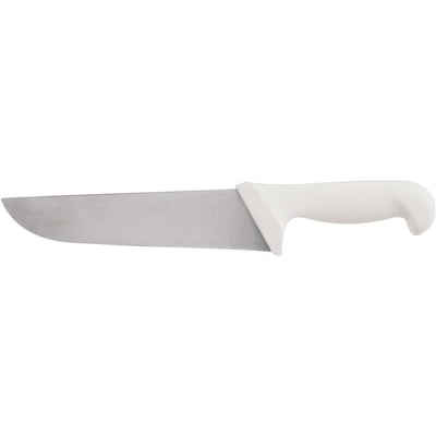 Faca para carne, 20 cm, refile aéreo reta larga inox, cabo branco, BKW203-8