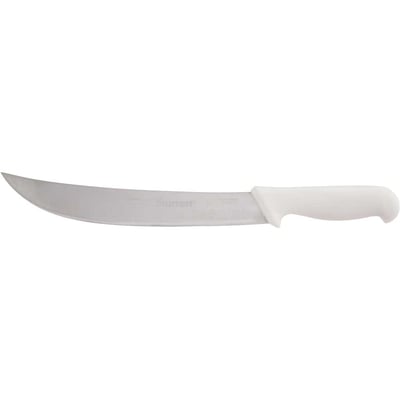 Faca para carne, 25 cm, refile aéreo curva larga inox, cabo branco, BKW205-10