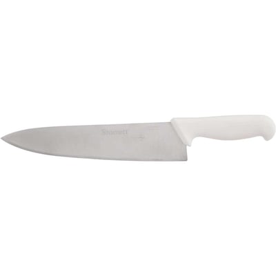 Faca para carne, refile de mesa 10", lâmina triangular larga em aço inox, cabo branco, BKW301-10
