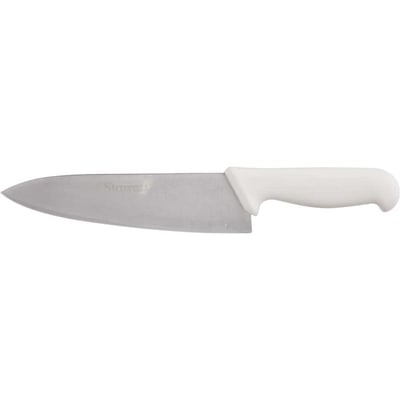Faca para carne, refile de mesa 8", lâmina triangular larga em aço inox, cabo branco, BKW301-8