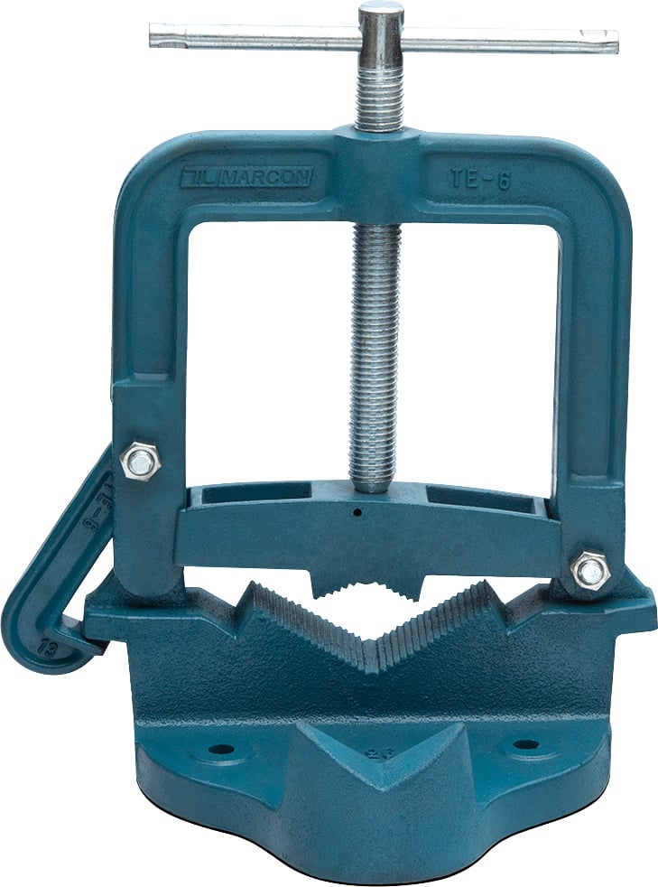 Torno de bancada para encanador, Nº 6, fixo, ferro nodular e fuso em aço zincado, TE-6