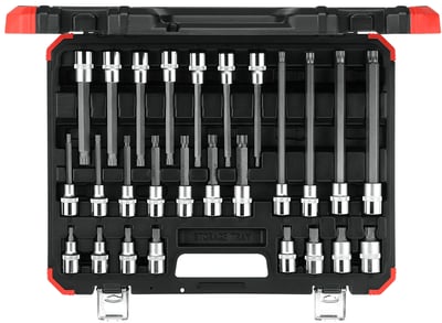 Jogo de soquetes multidentados, encaixe de 1/2", com 26 peças, M5 a M16, R68003026