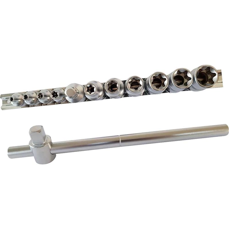 Jogo de soquetes hexalobular, encaixe de 3/8" e 1/2", 12 peças, R58018012