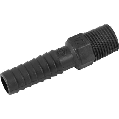 Adaptador com rosca externa para mangueira, 1/2", polipropileno preto, AD51N, REBOUÇAS