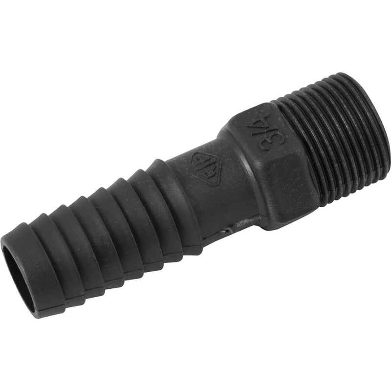 Adaptador com rosca externa para mangueira, 3/4", polipropileno preto, AD52N, REBOUÇAS