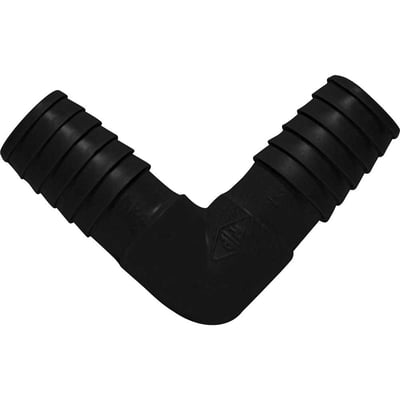 Joelho interno duplo LL (liso / liso) para mangueira, 3/4", polipropileno preto, JO58N, REBOUÇAS