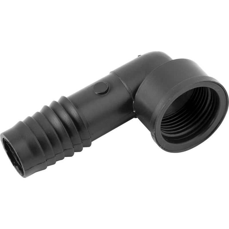 Joelho interno LR (liso / rosca) para mangueira, 3/4", polipropileno preto, JO52N, REBOUÇAS