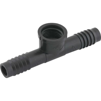 Tê com rosca interna para mangueira, 1/2", polipropileno preto, TE51N, REBOUÇAS
