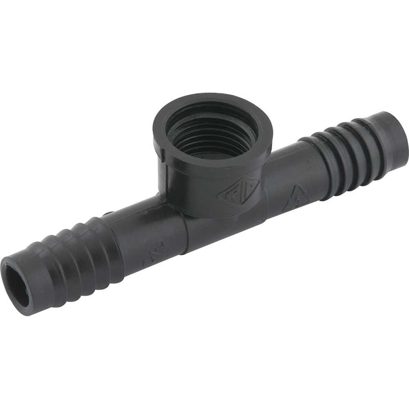 Tê com rosca interna para mangueira, 1/2", polipropileno preto, TE51N, REBOUÇAS