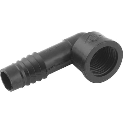 Joelho interno LR (liso / rosca) para mangueira, 1/2", polipropileno preto, JO51N, REBOUÇAS