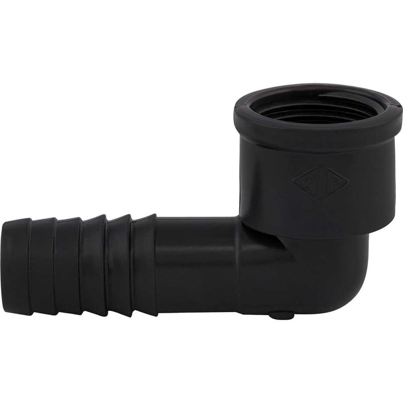 Joelho interno LR (liso / rosca) para mangueira, 1.1/2", polipropileno preto, JO55N, REBOUÇAS