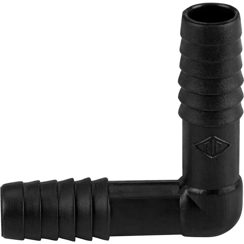 Joelho interno duplo LL (liso / liso) para mangueira, 1", polipropileno preto, JO59N, REBOUÇAS