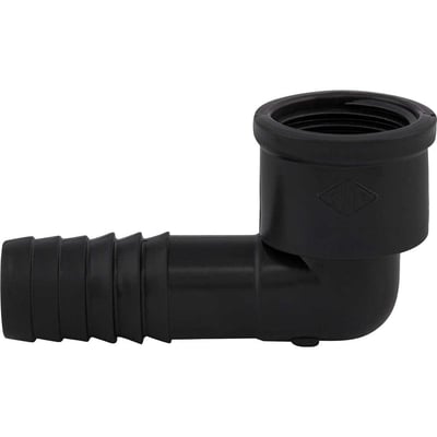 Joelho interno LR (liso / rosca) para mangueira, 1.1/4", polipropileno preto, JO54N, REBOUÇAS