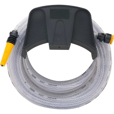 Mangueira para jardim, trançada, transparente, 30 m, com suporte