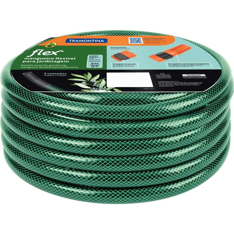 Mangueira de PVC para jardim, 1/2" x 15 m, com engate rosqueado e esguicho, 79172150