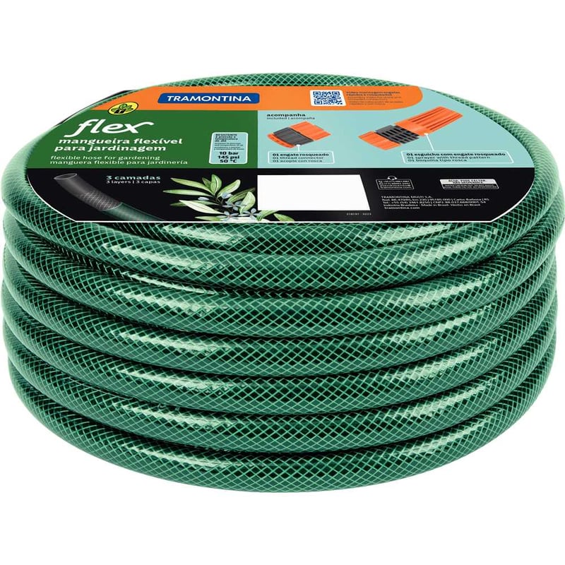 Mangueira de PVC para jardim, 1/2" x 20 m, com engate rosqueado e esguicho, 79172200