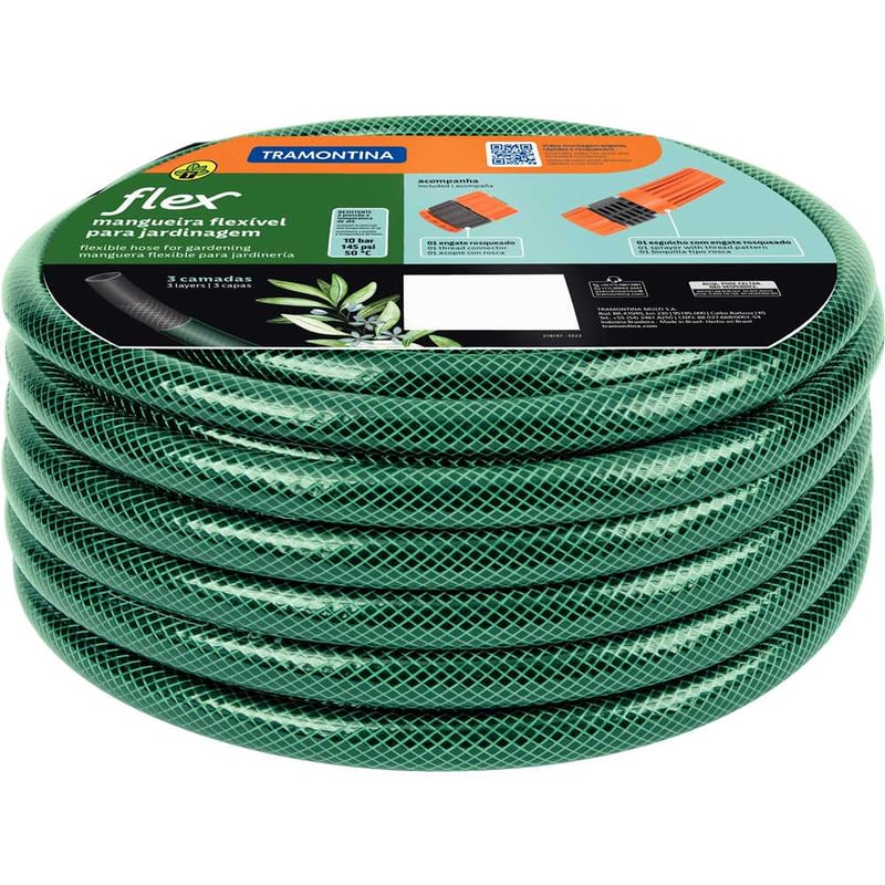 Mangueira de PVC para jardim, 1/2" x 30 m, com engate rosqueado e esguicho, 79172300