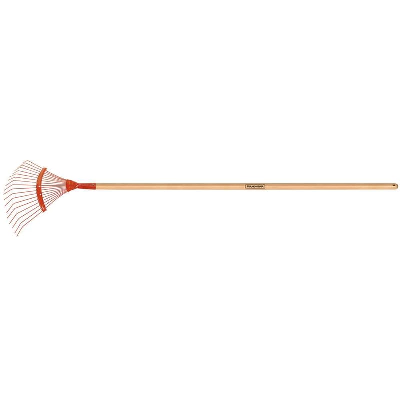 Vassoura para jardim, 18 dentes modelo arame, com cabo