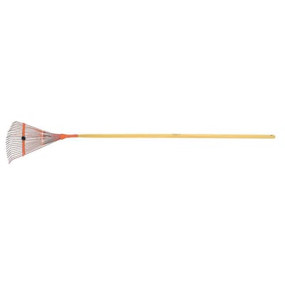 Vassoura metálica para grama, 22 dentes, laranja, com cabo, 77840/721