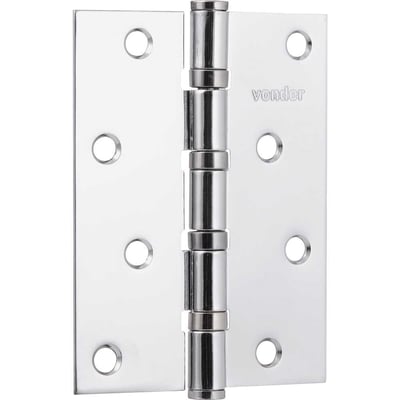 Dobradiça 4" com anel rolamento, cromada, com 3 peças