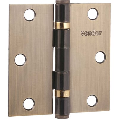 Dobradiça 3" com anel rolamento, latonada, com 3 peças