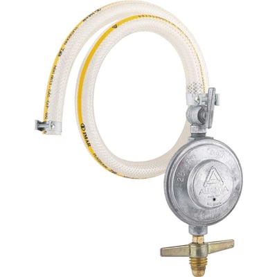 Regulador de gás blindado, vazão de 1 kg/h, com mangueira de 80 cm, sem manômetro, 504/01, ALIANÇA
