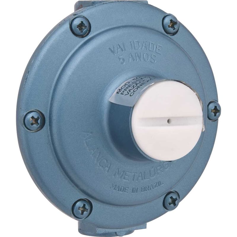 Regulador de gás parafusado semi-industrial com vazão de 7 kg/h, azul, sem manômetro, sem mangueira, 506/03, ALIANÇA