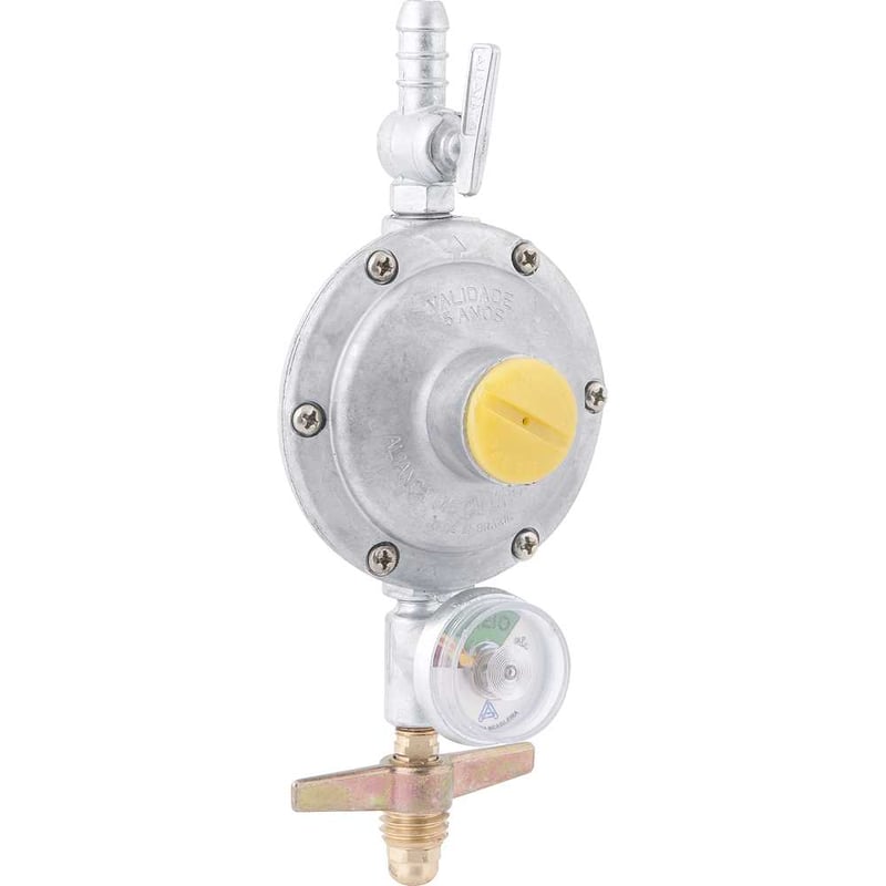 Regulador de gás parafusado com vazão de 2kg/h, com manômetro, sem mangueira, 506/01, ALIANÇA