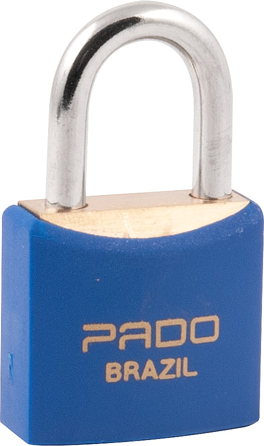 Cadeado de latão, corpo plastificado, 25 mm, Azul