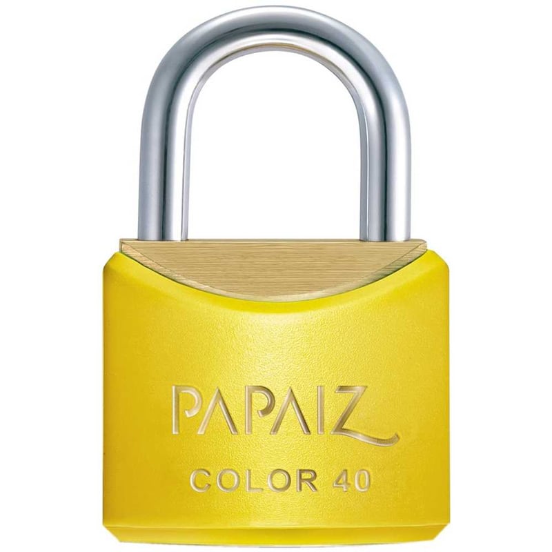 Cadeado de latão, corpo plastificado, 20 mm, Amarelo