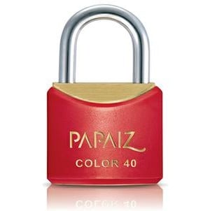 Cadeado de latão, corpo plastificado, 25 mm, Vermelho