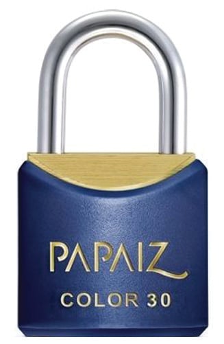 Cadeado de latão, corpo plastificado, 30 mm, Azul