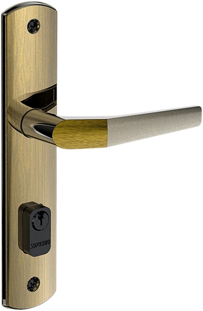 Fechadura para porta externa Pop Line Reta, Antique Brass ESP26