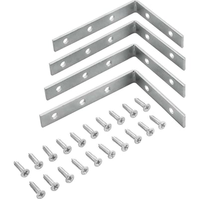 Cantoneira para cortina, 6 cm x 8 cm, zincada, com 4 peças