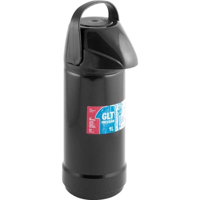 Garrafa térmica GLT pressão, 1 litro, preta
