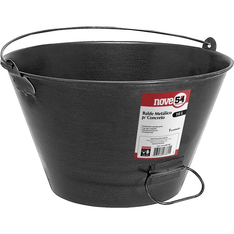 Balde metálico para concreto, 10 litros