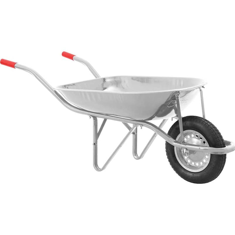 Carrinho de mão com pneu e câmara, 45 litros, caçamba redonda, galvanizado