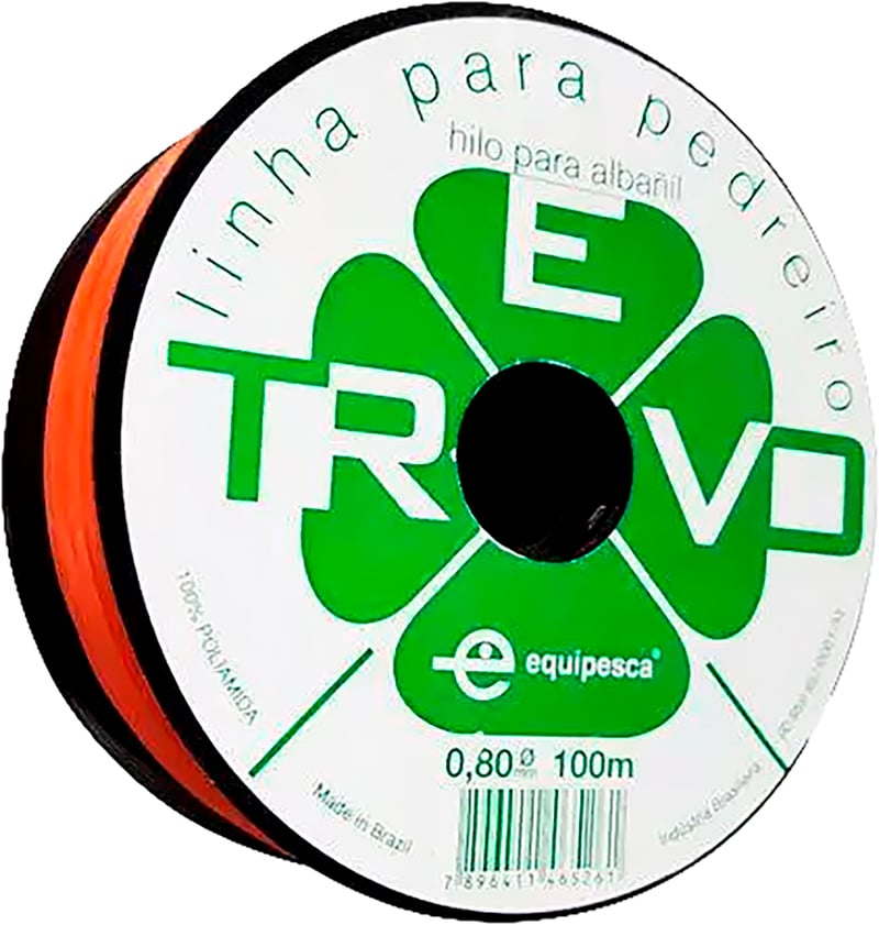 Linha para pedreiro, lisa, 0,8 mm x 100 m, laranja, 051014