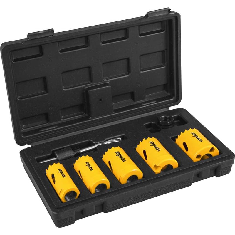 Jogo de serras copo bimetal, em aço rápido, com 7 peças, SCV 400