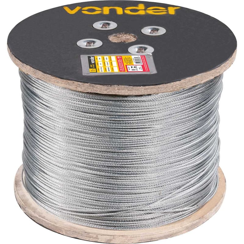 Cabo de aço galvanizado, alma de fibra, 4,76 mm - 3/16", 6 x 7