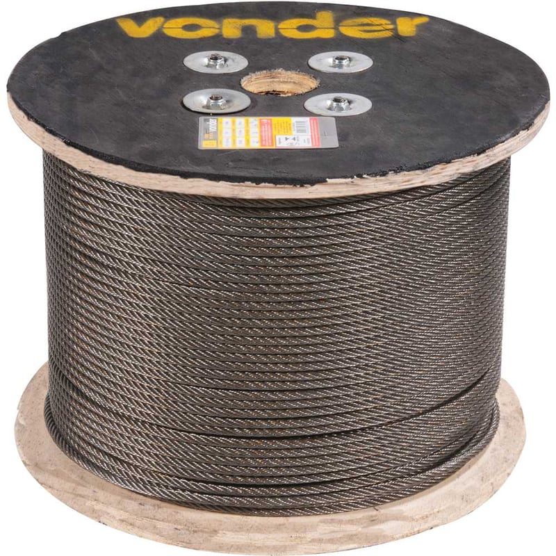 Cabo de aço polido, alma de fibra, 4,76 mm - 3/16", 6 x 7
