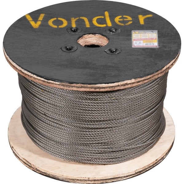 Cabo de aço polido, alma de fibra, 9,53 mm - 3/8", 6 x 36WS