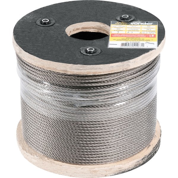 Cabo de aço inox, alma de aço, 3,18 mm - 1/8", 6 x 7