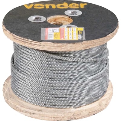 Cabo de aço galvanizado, alma de fibra, 9,53 mm - 3/8", 6 x 7